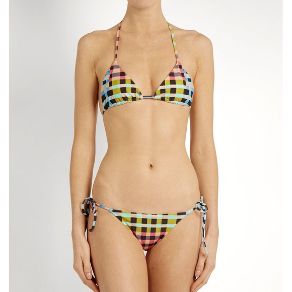 Mara Hoffman Plaid Mustard String Bikini Set - Picture 2 of 8